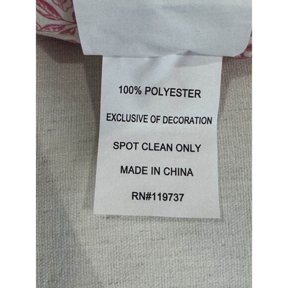 Envogue Pink White Floral Toile Velvet Bow Pillow Coquette Shabby Chic Decor - Picture 10 of 10